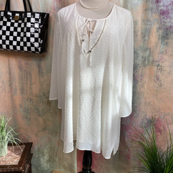 📌Daniel Rainn Chiffon Blouse with Tassel Tie - Picture 3 of 14